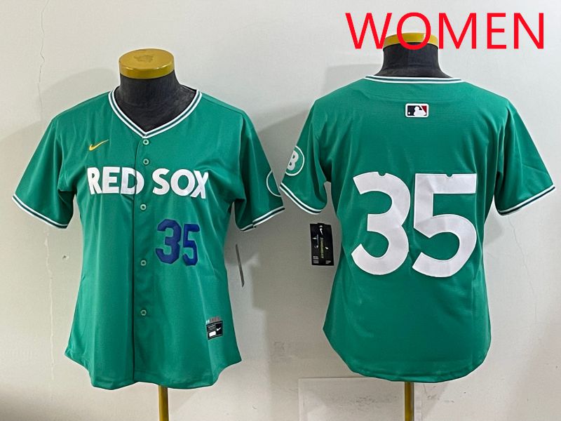 Women 2025 Boston Red Sox 35 No Name Dark Green Joint Name Nike MLB Jersey style 3